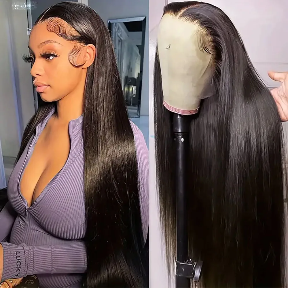 

Natural Color 13x4 Transparent Lace Front Wig for Women Straight Human Hair Pre-Plucked With Baby Hair 200% Density