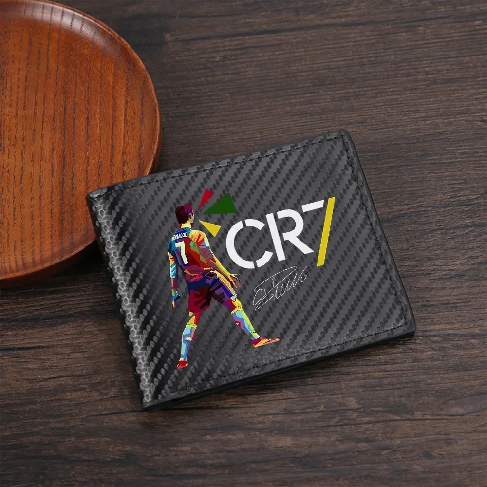 Soccer player graphic,CR7 symbol,colorful figure Men's Wallets Simple Business Modern Stylish Printing Design Gifts For Father B