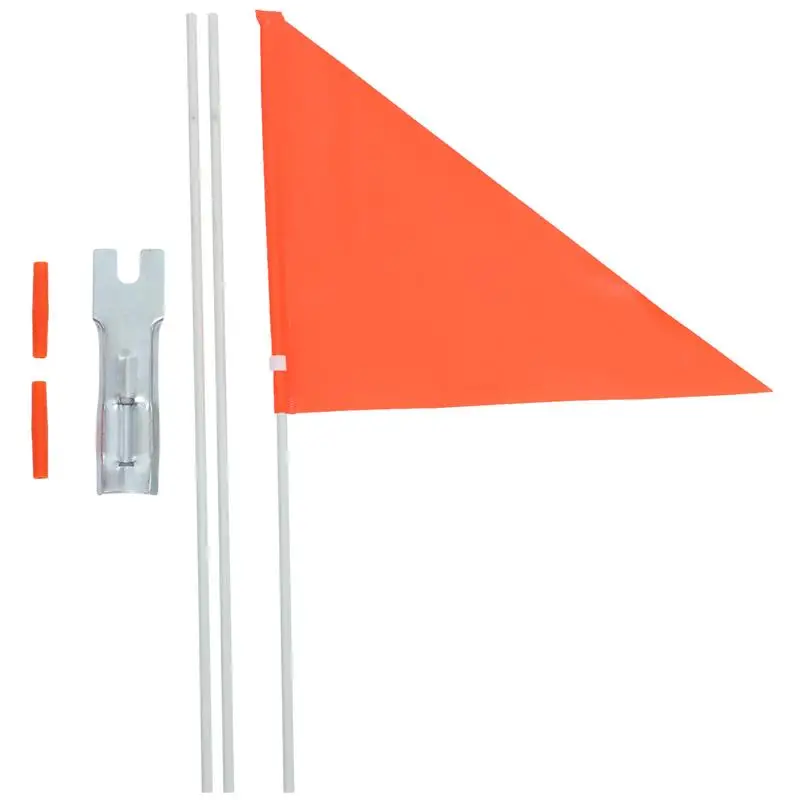 Bandera de advertencia de seguridad, banderín naranja, banderín triangular para bicicleta de niños, poste profesional de vidrio, cartel