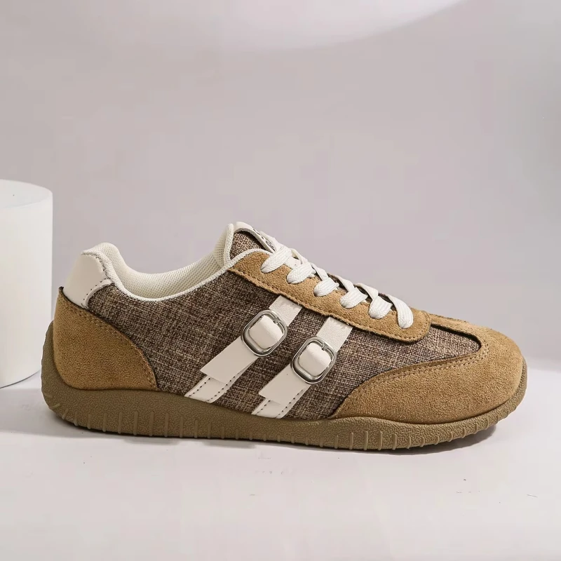 Women Sneakers Fashion Double Buckle Designer Shoes Versatile Casual Loafers Lightweight Breathable Soft Soled Female Sneakers
