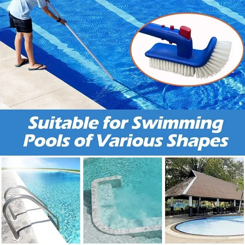 Ergonomic Grip Pool Brush 180 Degree Rotating Hand Scrub Suction Vacuum Head Nylon Fine Bristles Ground Cleaning Maintenance