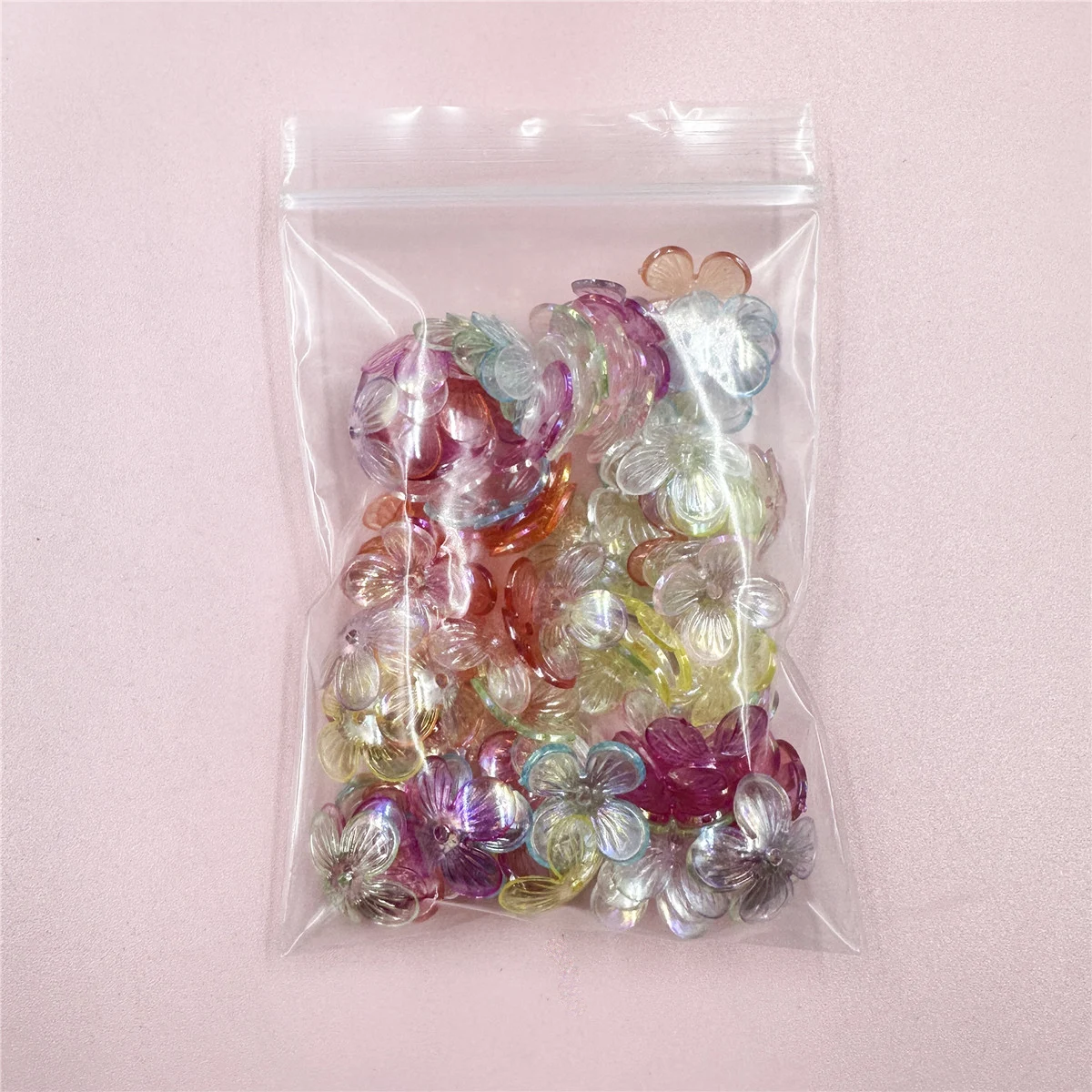 100pcs 16mm Clear Crystal Acrylic Small Flower Beads Handmade Materials Accessories DIY Hairpin Earrings Bracelet