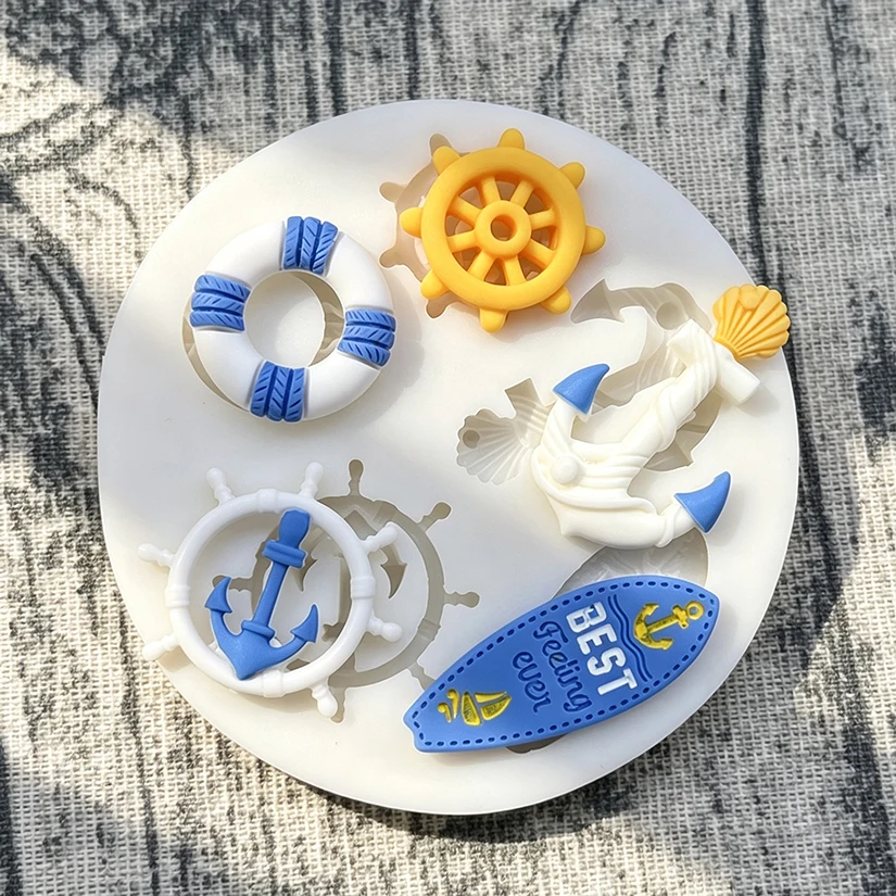 Anchor Seagull Rudder Life Buoy Ocean Silicone Baking Mold Sugarcraft Fondant Decorating Tools Chocolate Gumpaste Cupcake Mold