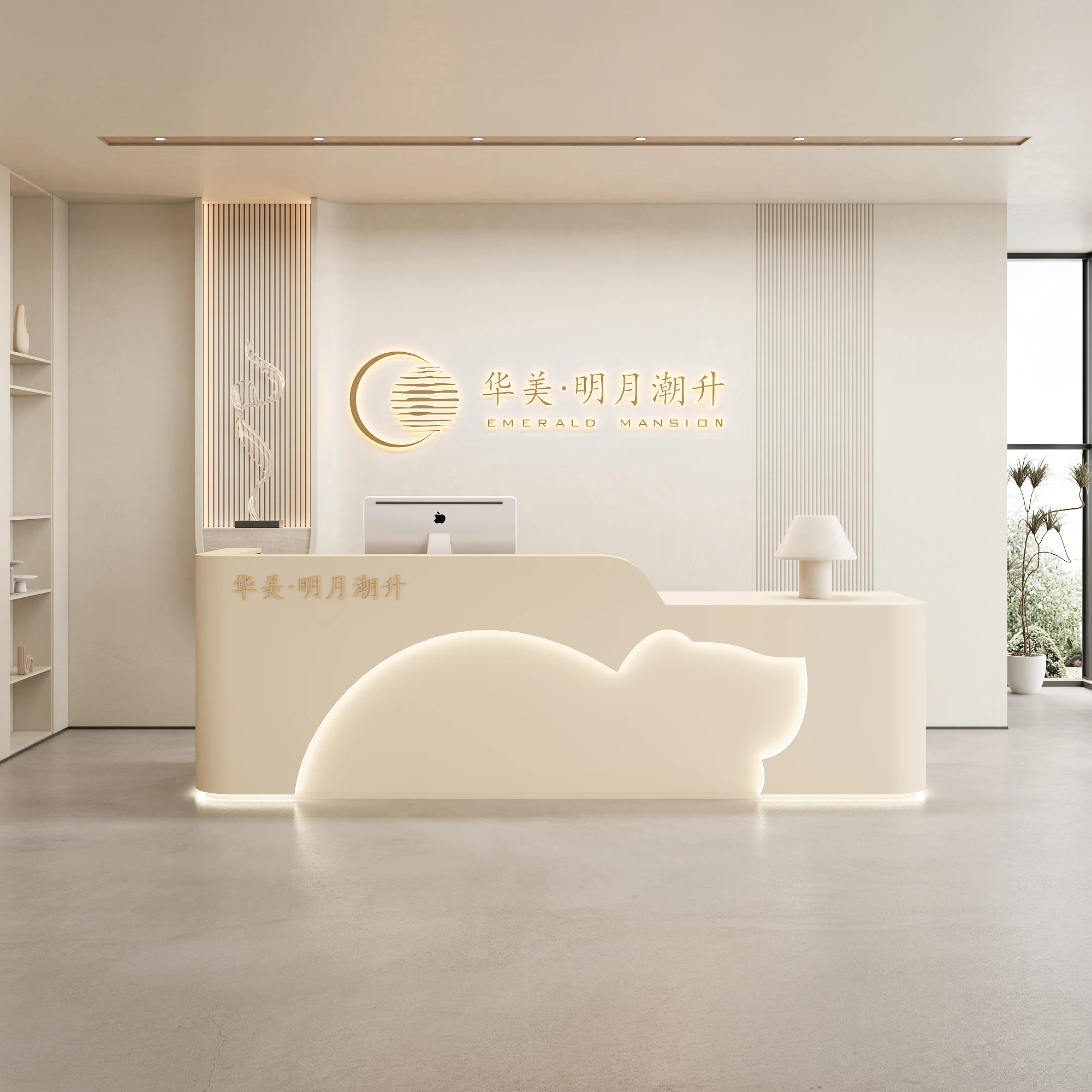 

White Office Table Reception Desk Shop Bench Elegant Reception Desk Business Aesthetic Recepcion Mostrador Luxury Furniture