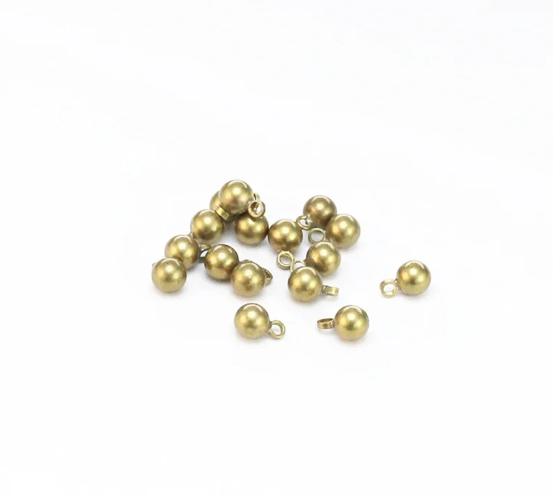 50pcs Brass Round Ball Charm, Solid Ball Charm, 3mm 4mm, Brass Charm For Jewelry Making, Extender Chain Drop Charm Ends R2795