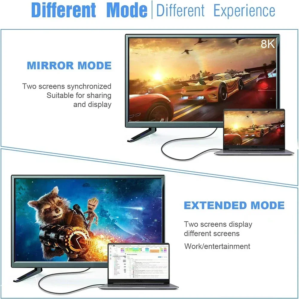 HANNUO 8K60Hz USB C to DP-Compatible Cable Dynamic HDR Audio Cable Thunderbolt 3/4 4K For MacBook Pro Samsung Huawei Dell