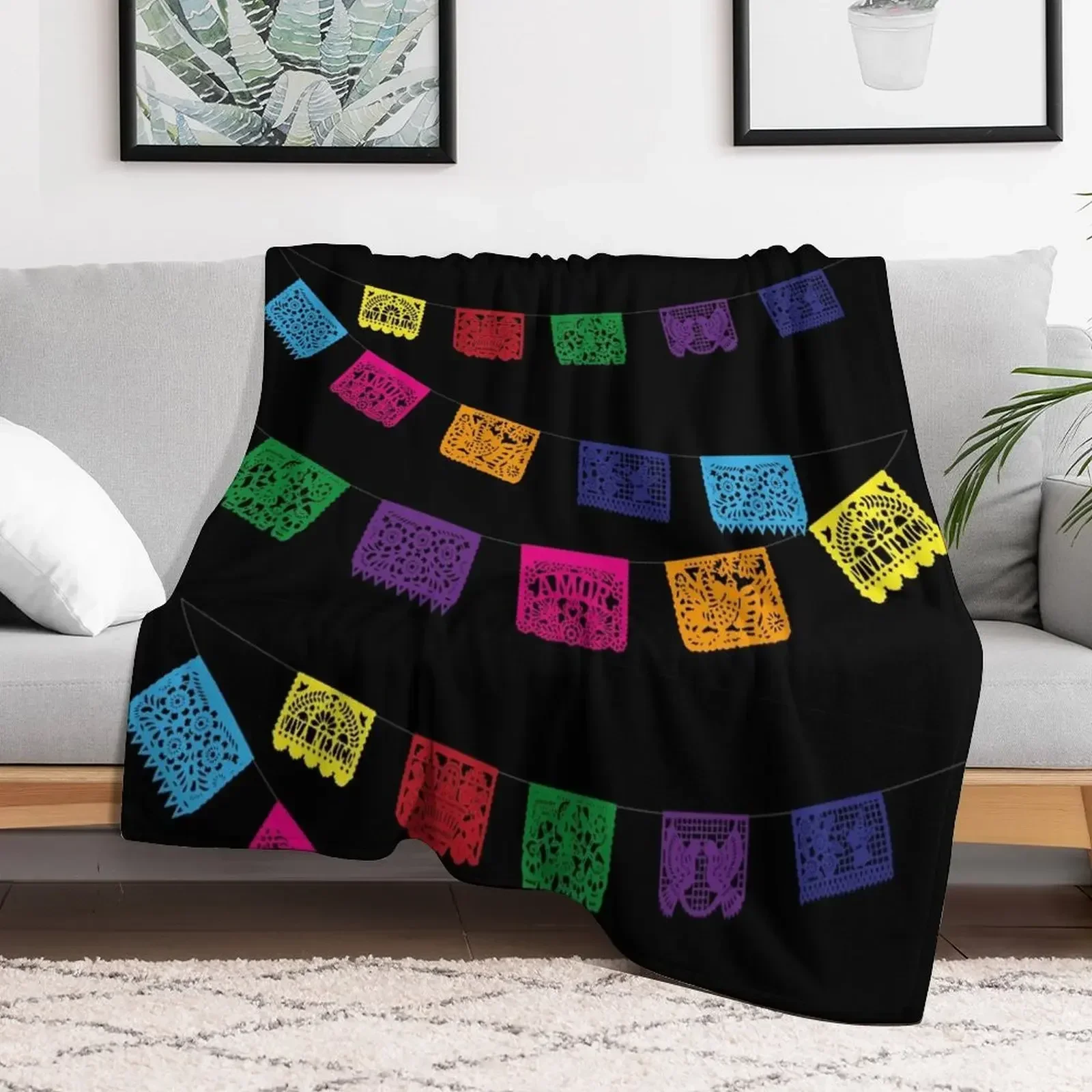 

Papel picado mexican banner fiesta handmade party decorations cinco de mayo Throw Blanket Luxury Thicken Baby Blankets
