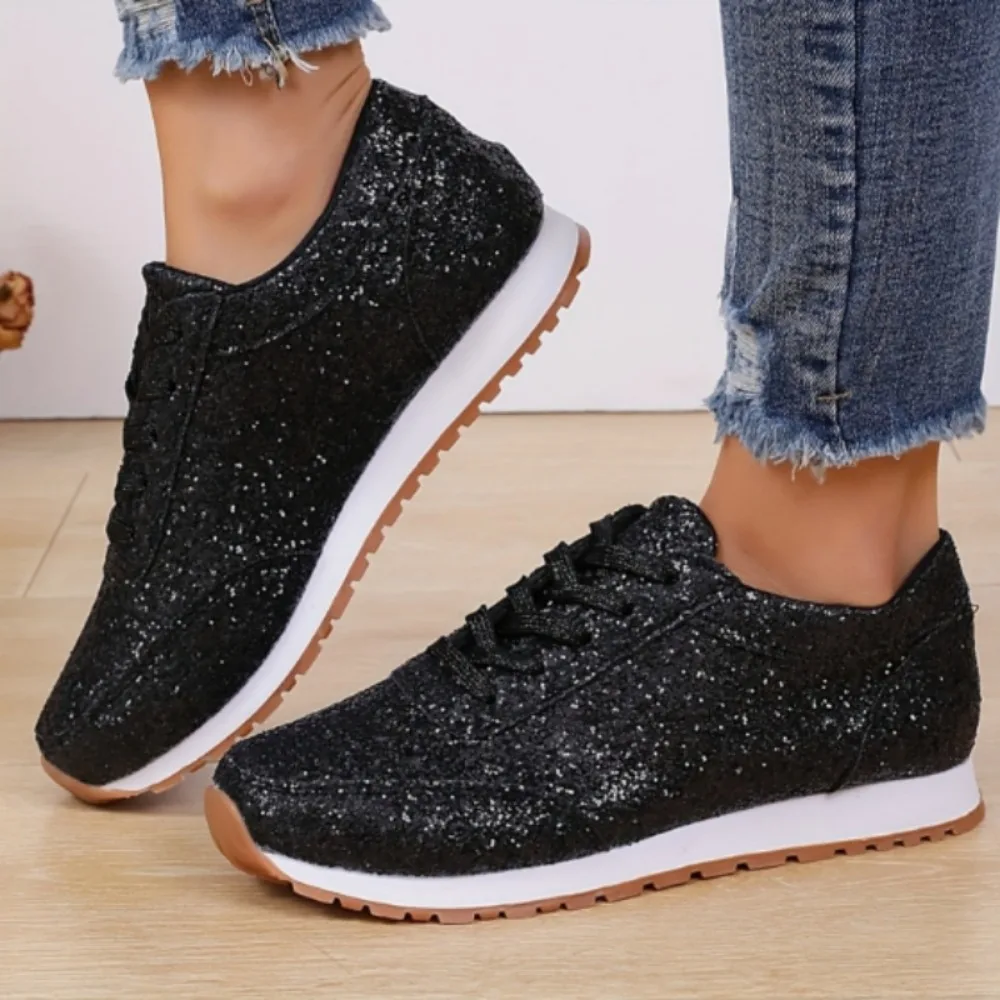 Plus Size 43 Women Running Sport Shoes Black Silver Girls Athletic Walking Sneakers Comfortable Female Jogging Shoes