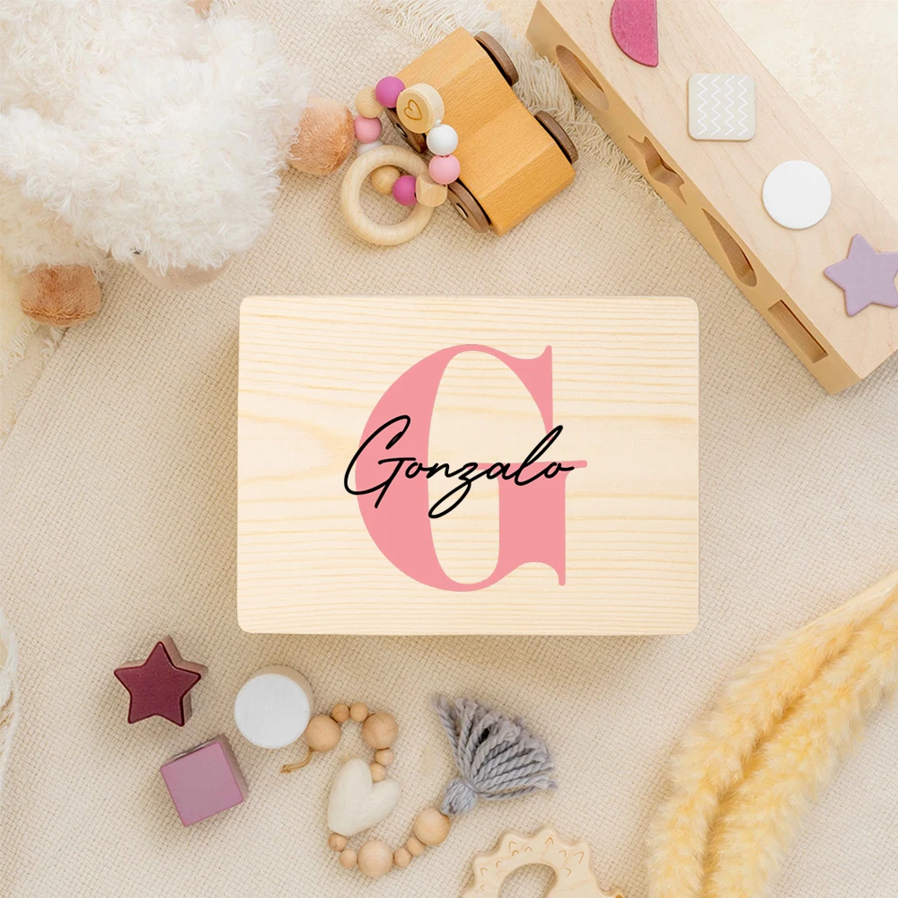 Babies & Kids Keepsake Box Personalized Name Initial Wooden Memory Boxes Gift for Birth Tooth Fairy Boxes Nursery Décor