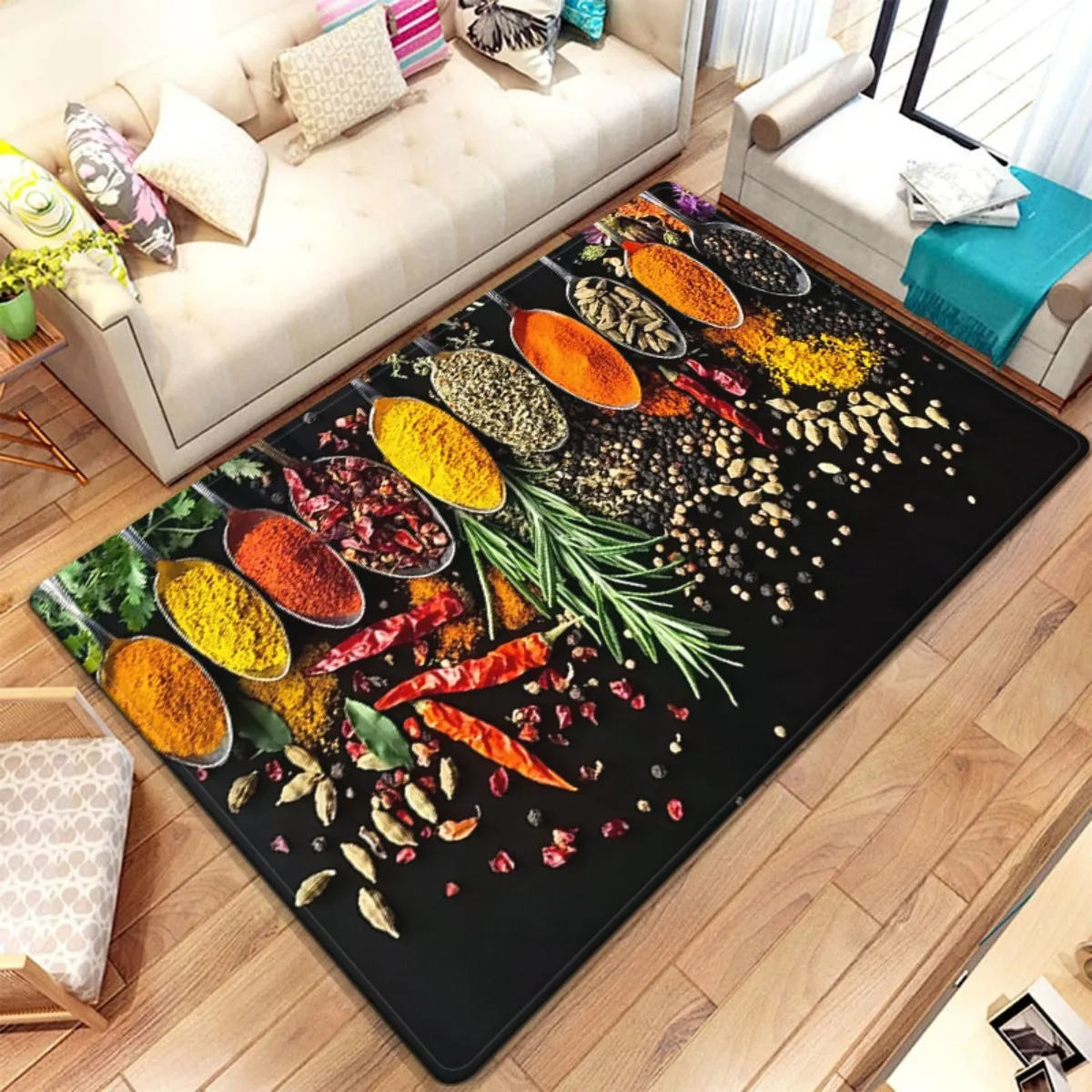 Bohemian Spice Spice Rack Mat Kitchen Runner Rug Decorative Floor Decor Gourmet Food Theme Kitchen Accessories Mat