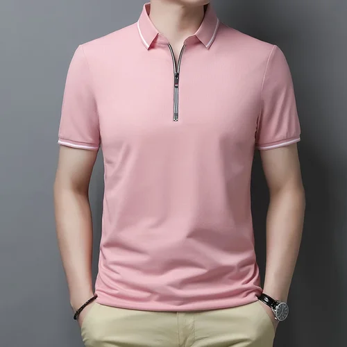 Imagen 1 del producto Nueva camisa polo de manga corta de color sólido informal y de moda para hombre