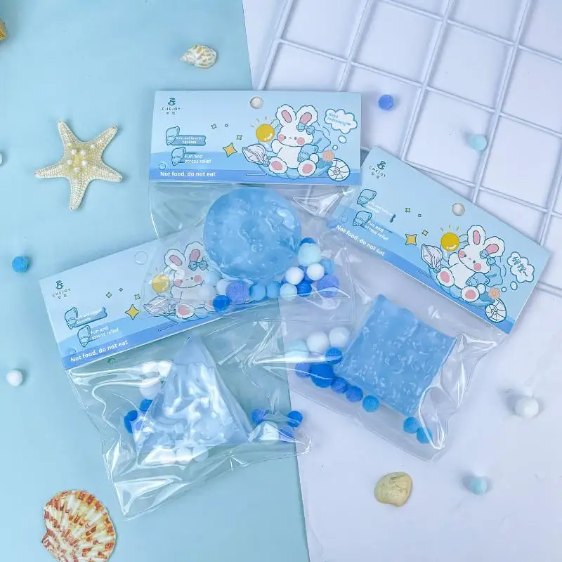 1Pcs Creative Sensory Toy Super Soft Stress-relieving Cube Transparent Ocean Sticky Props  Ocean Cube Squeeze Toys