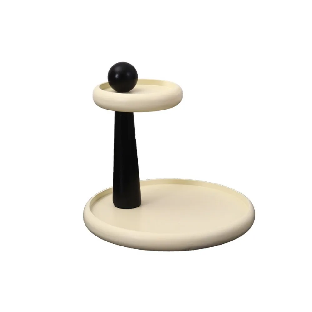 

Wooden Jewelry Storage Rack Double-layer Creative Jewelry Display Plate Detachable Simple Bathroom Shelf Dessert/Snack