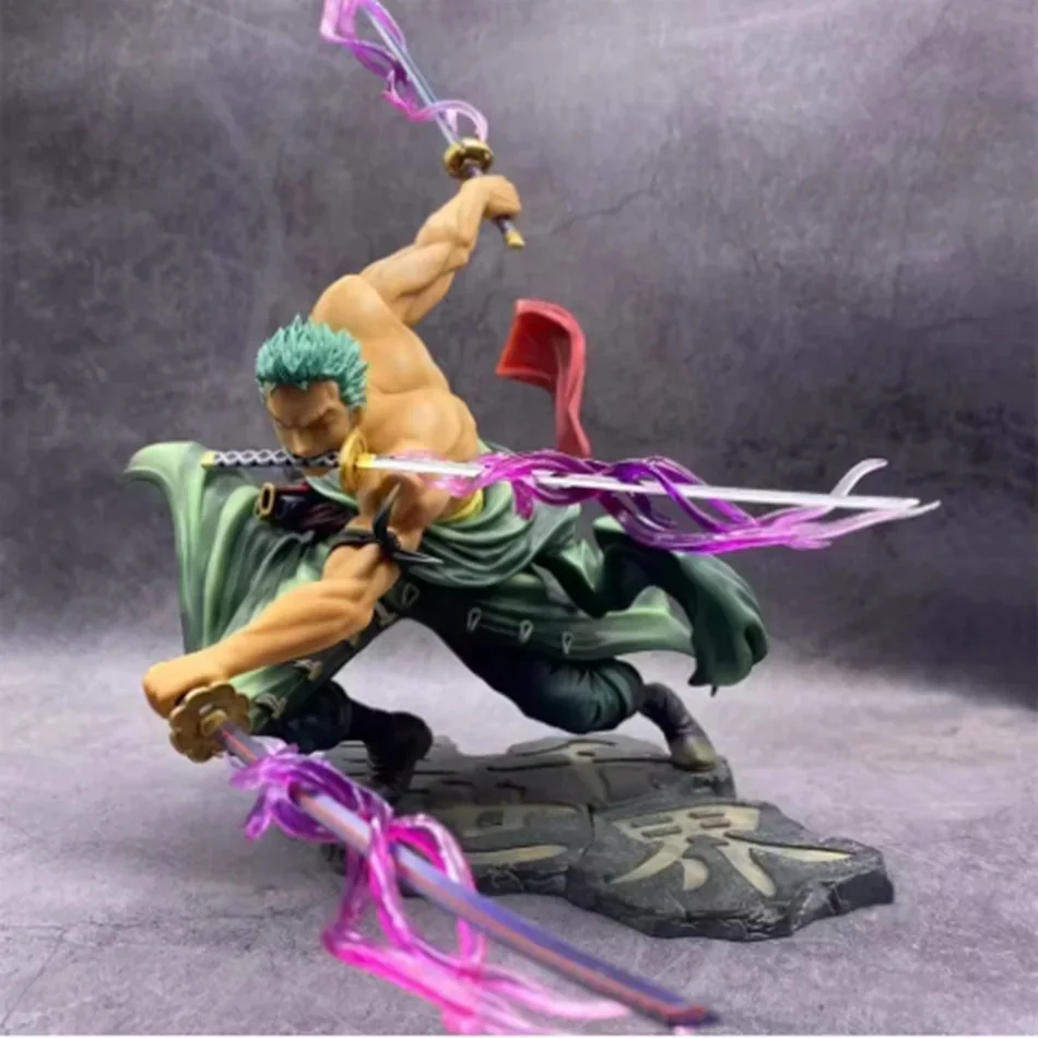 One Piece Roronoa Zoro Anime Action Figure - Modello di statua Manga Sa-Maximum a tre pale per collezionisti e bambini