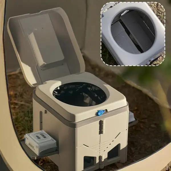 Portable Folding Toilet for Camping Lightweight Stool Outdoor Toilet Chair Travel Potty for Car Hiking Fishing Beach RV