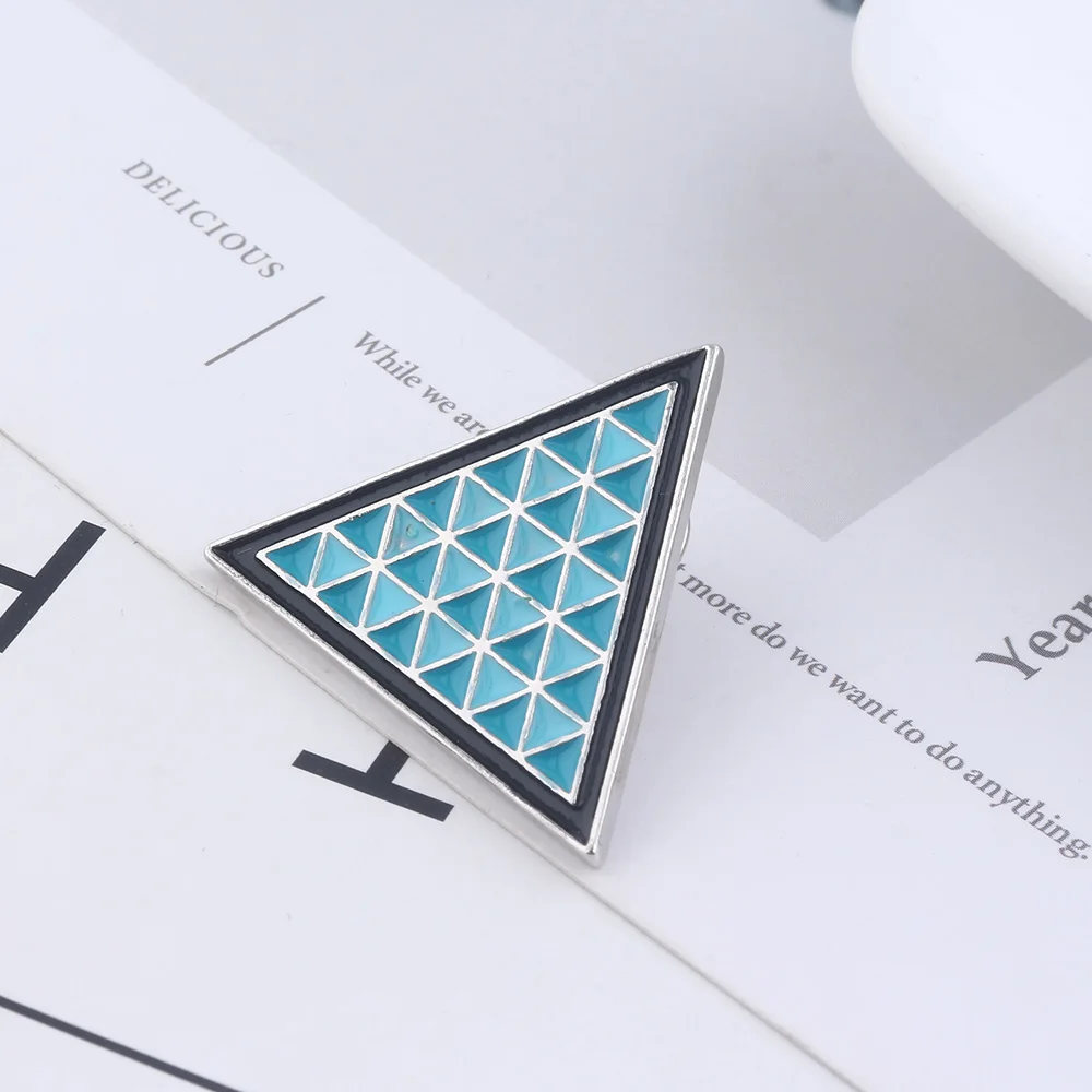 Moive Detroit Become Human Badge Brooch Blue Triangle Enamel Pins For Women Men Lapel Pin Jeans Shirt Jewelry