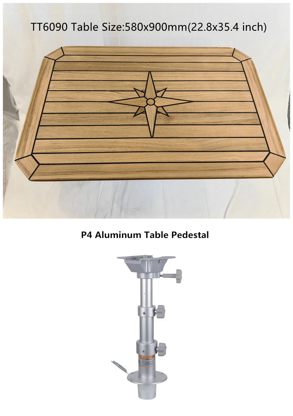 Boat Rectangular Teak Table Top 580x900mm 22.8x35.4 inch Square