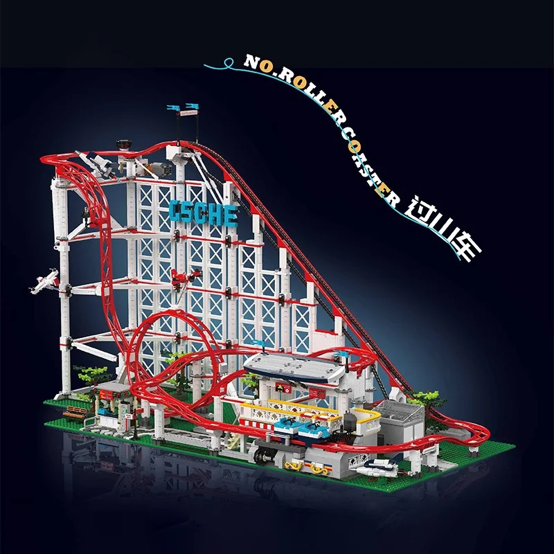 Amusement park roller coaster large creative static model challenging assembly model educational toy decoration birthday gift
