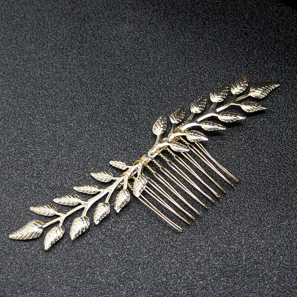 

2PCS Golden Hair Comb Wedding Headpiece Classical Bridal Headdress Leaf Design Bride Accessories Hairpin