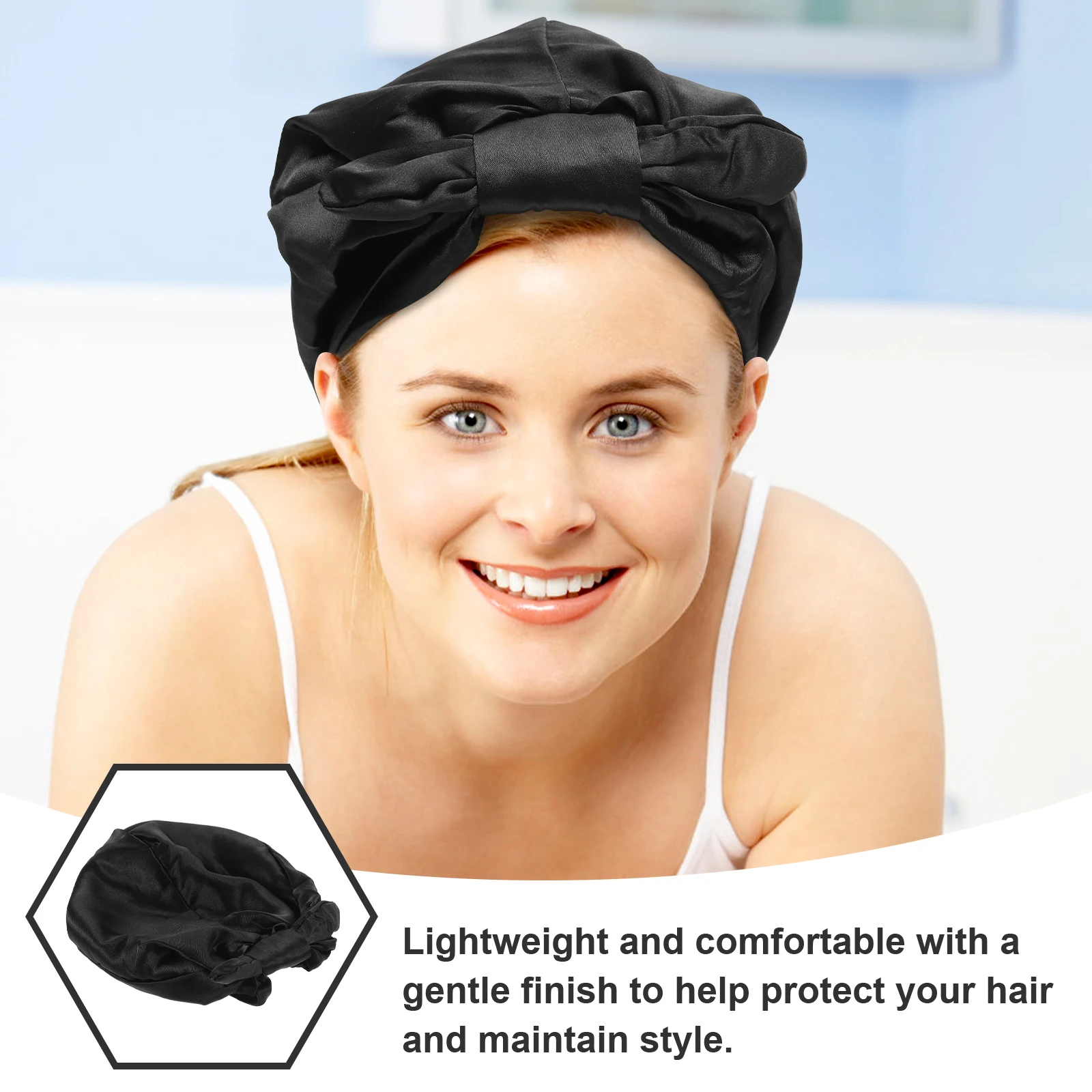 

Satin Bonnet Sleeping Hat for Women Curly Hair Frosted Decorative Fashionable Shower Caps Anti Slip Elastic Protect