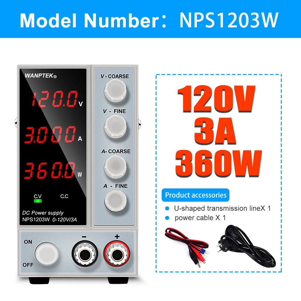 Wanptek Verstelbare DC Voeding 30V 6A 10A LED Lab Voeding 60V 5A Spanningsregelaar Stabilisator Schakelende Bench Bron
