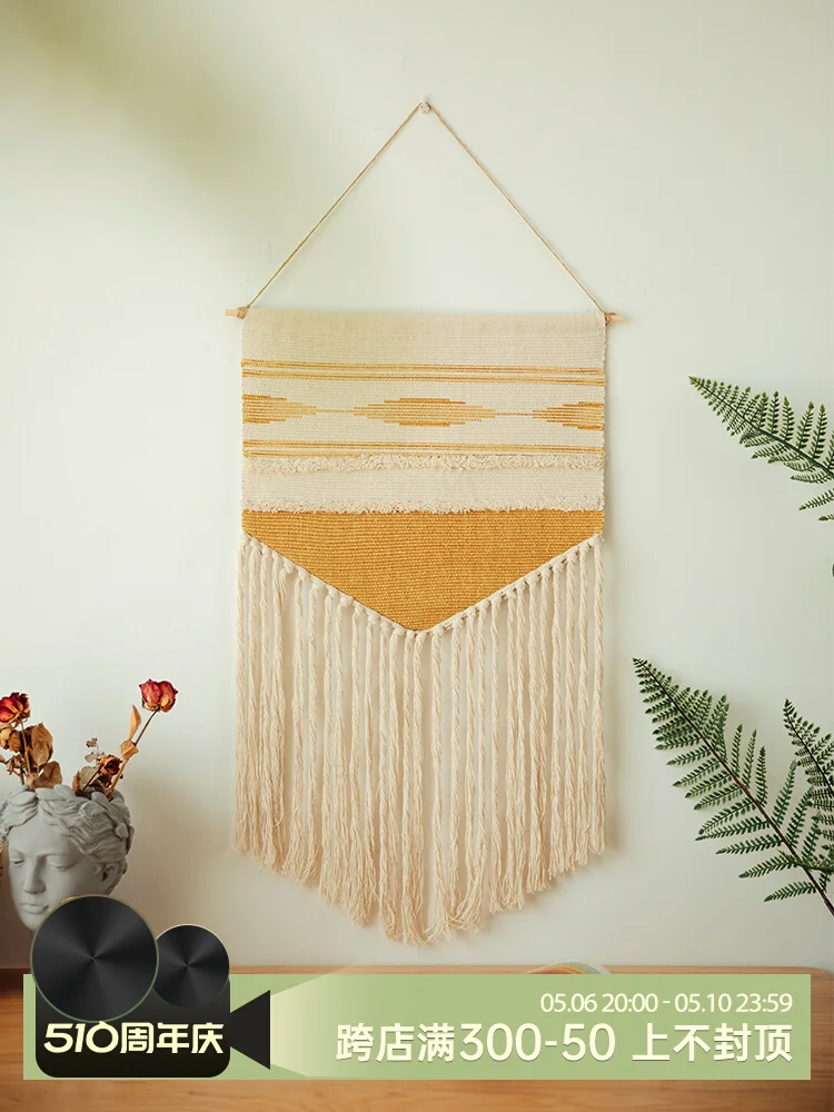 

Handmade woven wall hanging decoration Bohemian style tapestry wall fabric hanging painting Nordic hippy room decor