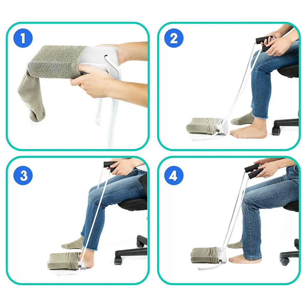 Sock Sliders Aid Helper Kit Helps Put Socks On Off No Bending Shoe Horn Suitable For Socks Foot Brace Support