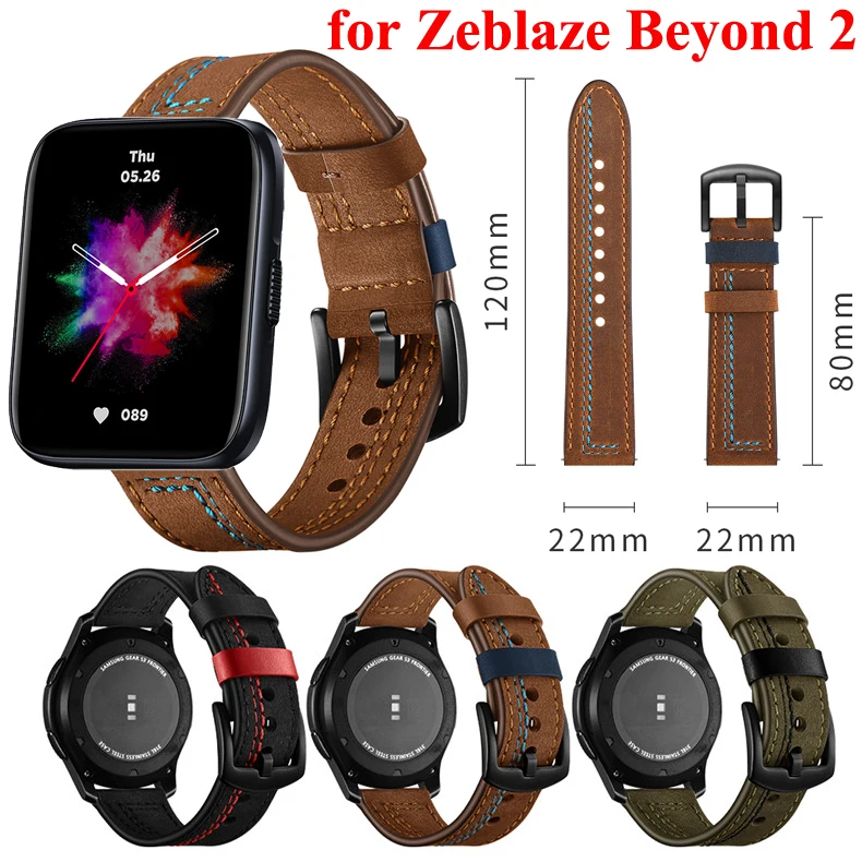 

Quick Release Leather Watchbands for Zeblaze Beyond 2 Casual Belt Smart Watch Strap Soft Bracelet Wrist Watch Band 20mm 22mm