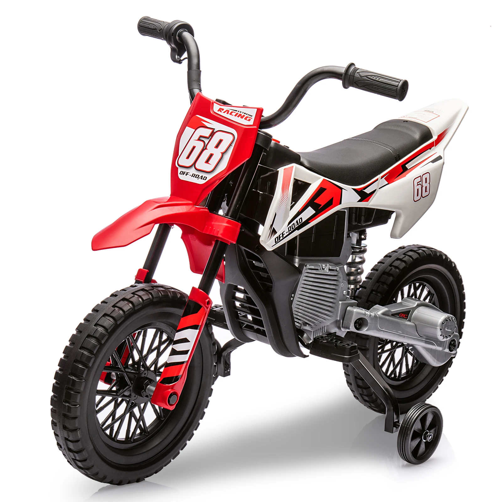 new 12V Electric Dirt Bike Kids Ride on Motorcycle for Toddlers with Traning Wheels Twist Grip Throttle 3Mph Max Speed and Music