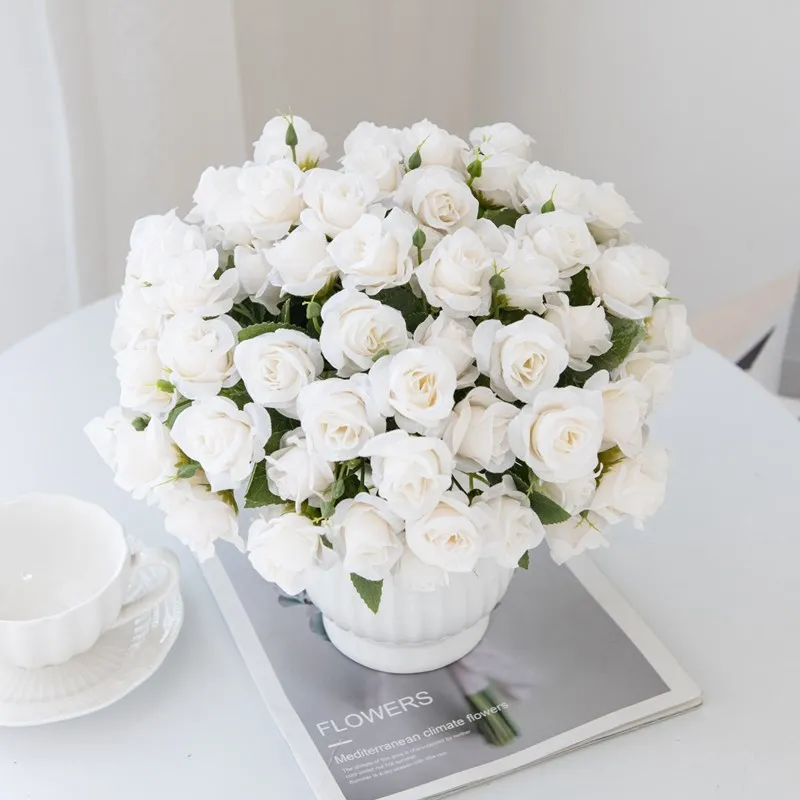 1 STÜCK 15 Köpfe Künstliche Blumen Seide Rose Brautstrauß Hochzeit Tisch Party Vase Festival Dekoration Zubehör Gefälschte Blumen – Detail 8
