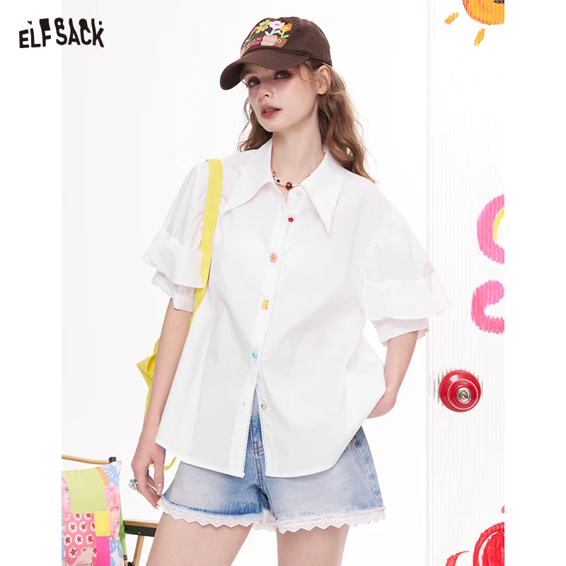 

ELFSACK 2025 Summer New Arrivals Chic Short Sleeved Shirt For Women