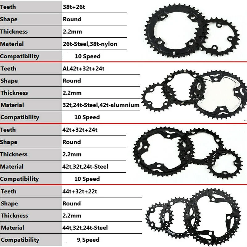 BUCKLOS 3*9S 3*10S MTB Crankset Double/triple Speed Bicycle Crank Set Square Hole Crank 104/64BCD Bike Chainring for Shimano