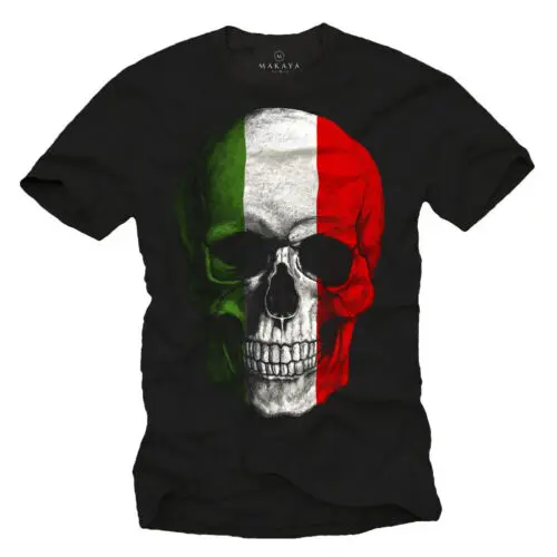 Italien flagge herren t-shirt mit totenkopf-männer schädel fußball trikot