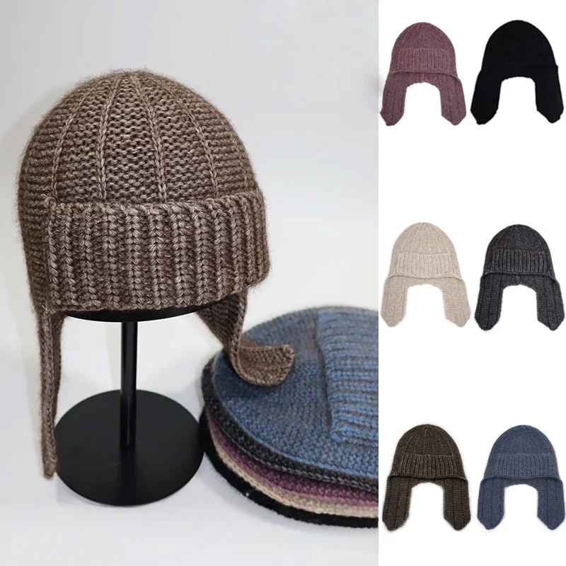 

Casual Knitted Hat, Wool Hat, Autumn and Winter Cycling Hat, Flight Cap, Warm Ear Protection, Men's and Women's Cap