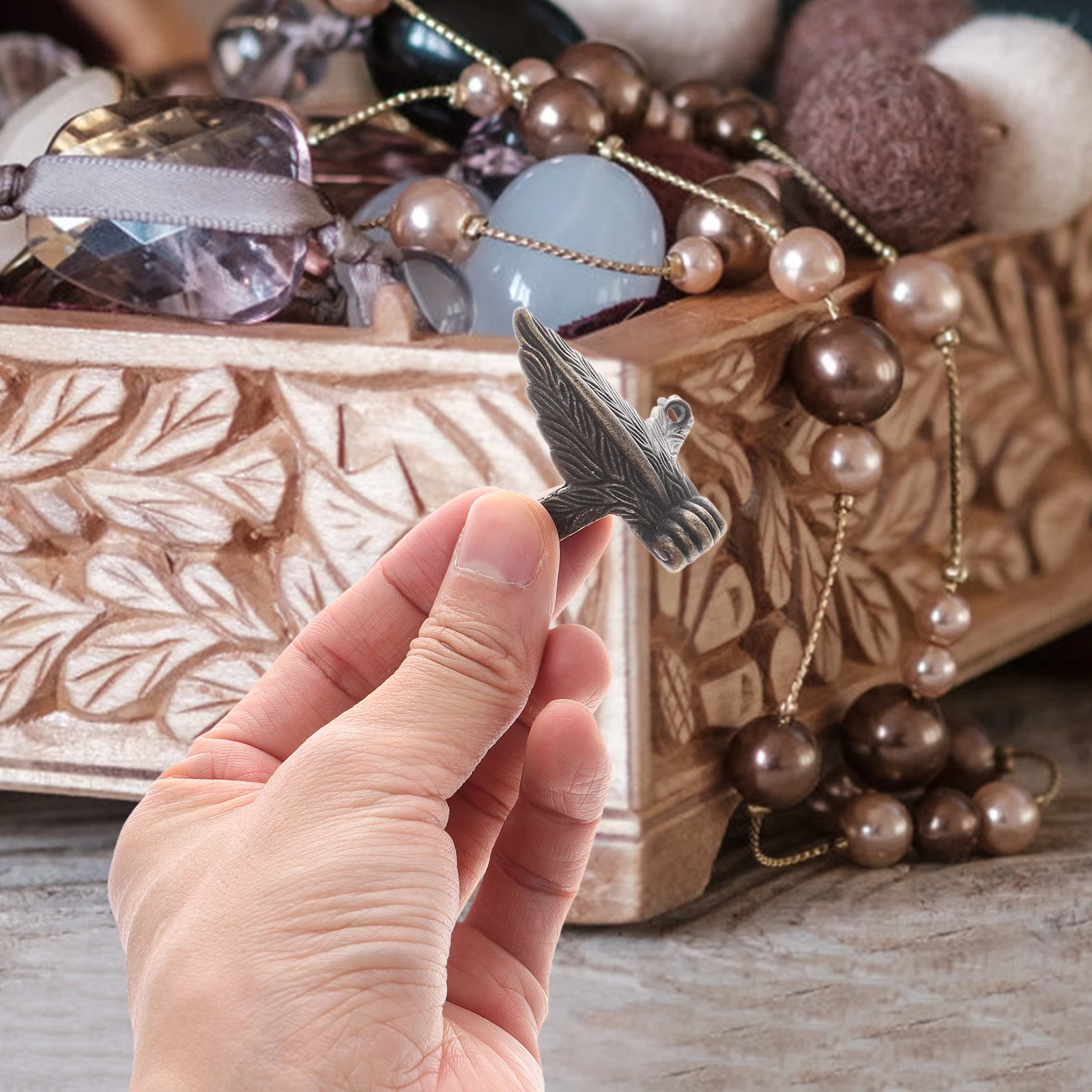 

4Set Durable Zinc Alloy Cabinet Feet Vintage Design Furniture Support Metal Legs Easy Install Jewelry Box Decor