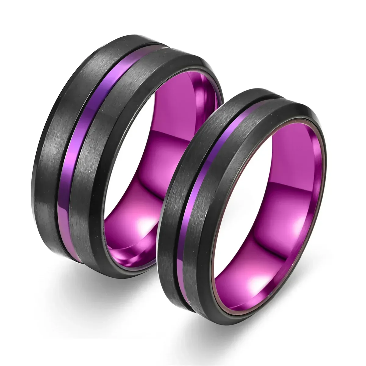 316 Stainless Steel Purple Couple Rings Never Fade for Men Women Couple Gift Jewelry