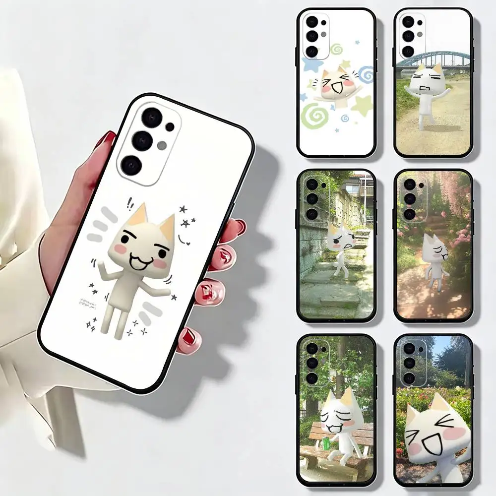 INS Cute Toro Cat Phone Case For Samsung S25,S24,S21,S22,S23,S30,Ultra,S20,Plus,Fe,Soft Silicone Black Cover