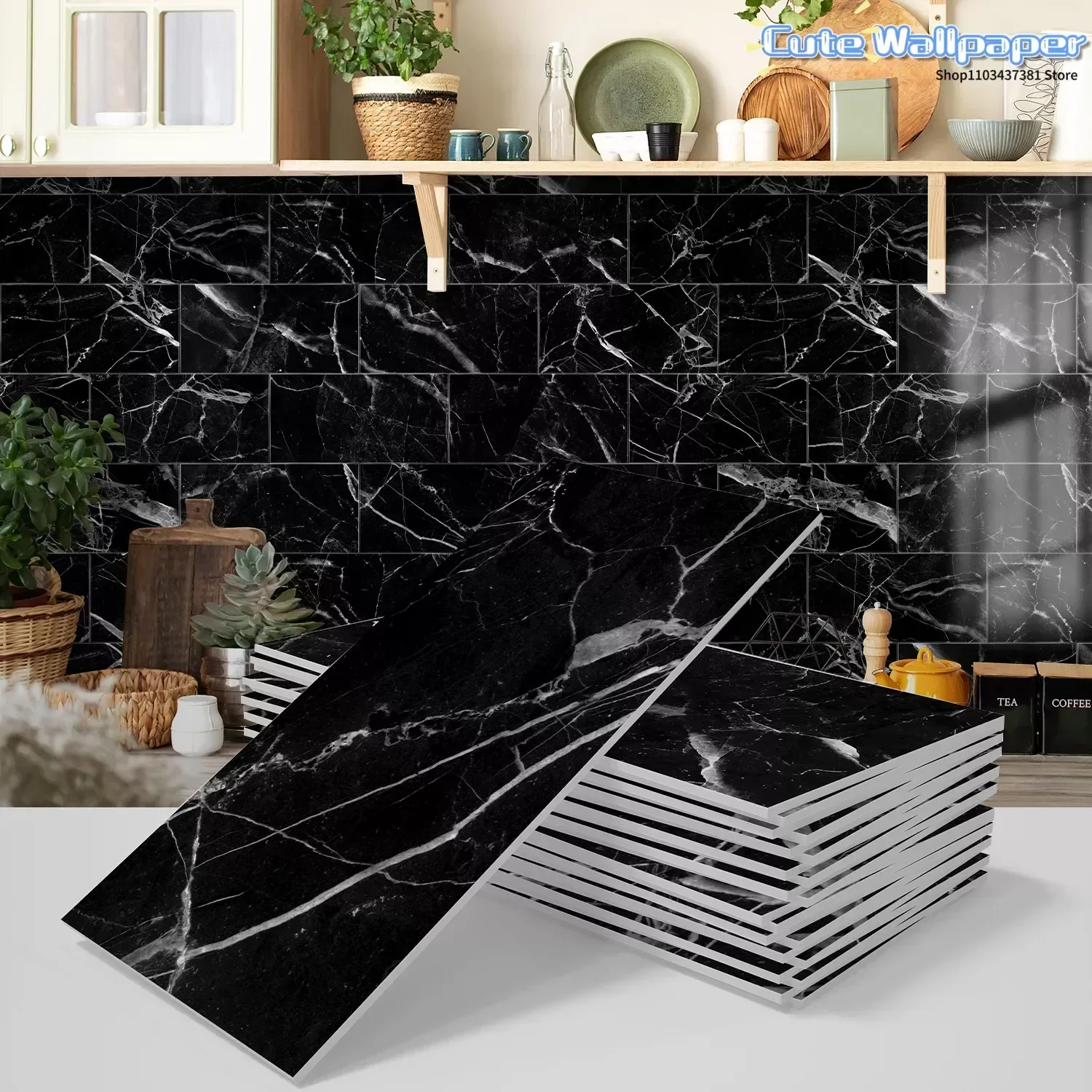 16Pcs Marble Wall Sticker Self-Adhesive Wall Panels Vinyl Foam Wallpaper for Kitchen Bathroom Backsplash Home DIY Decor Decals