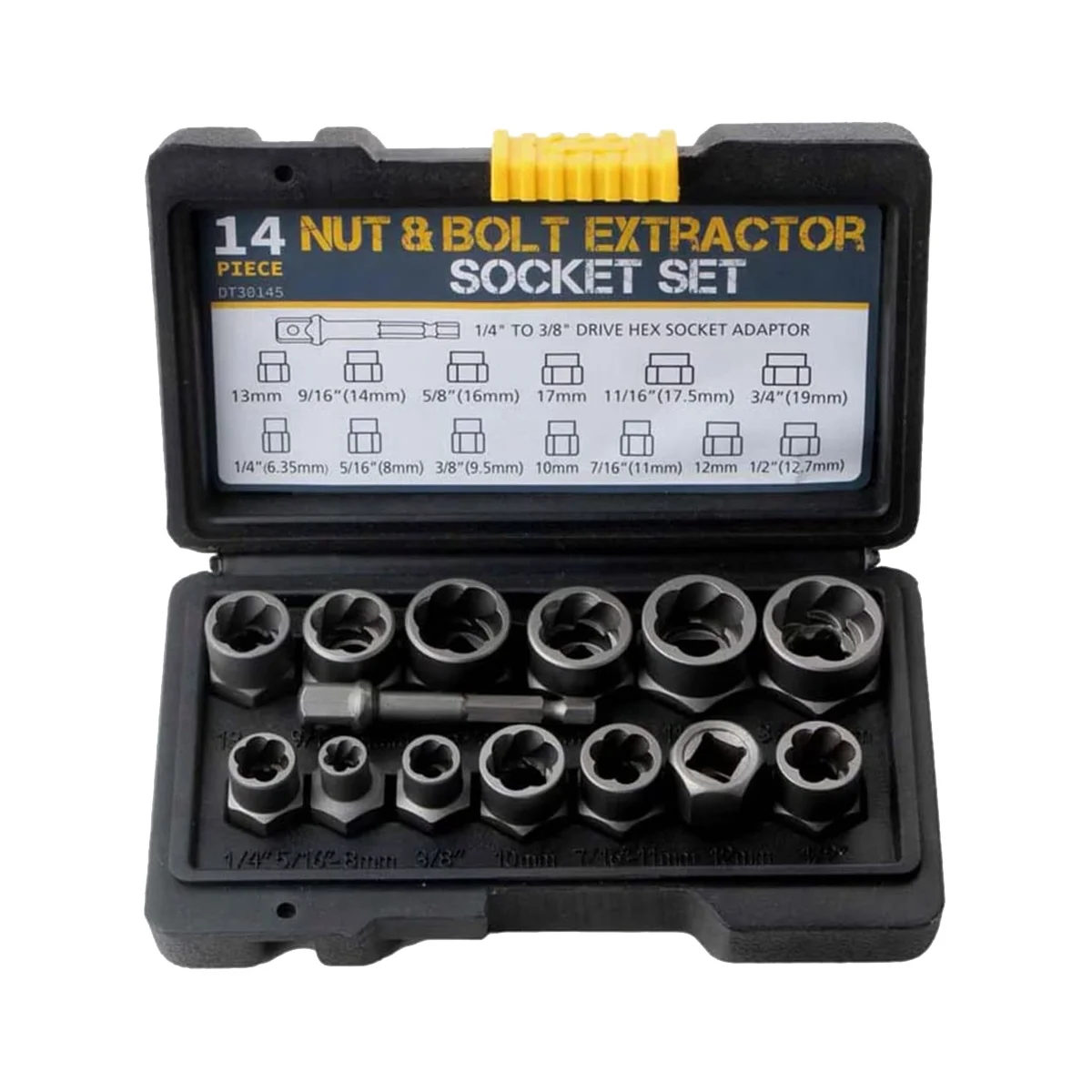 

14Pcs Impact Bolt & Nut Remover Set, Stripped Lug Nut Remover with Hex Adapter Extraction Socket Set