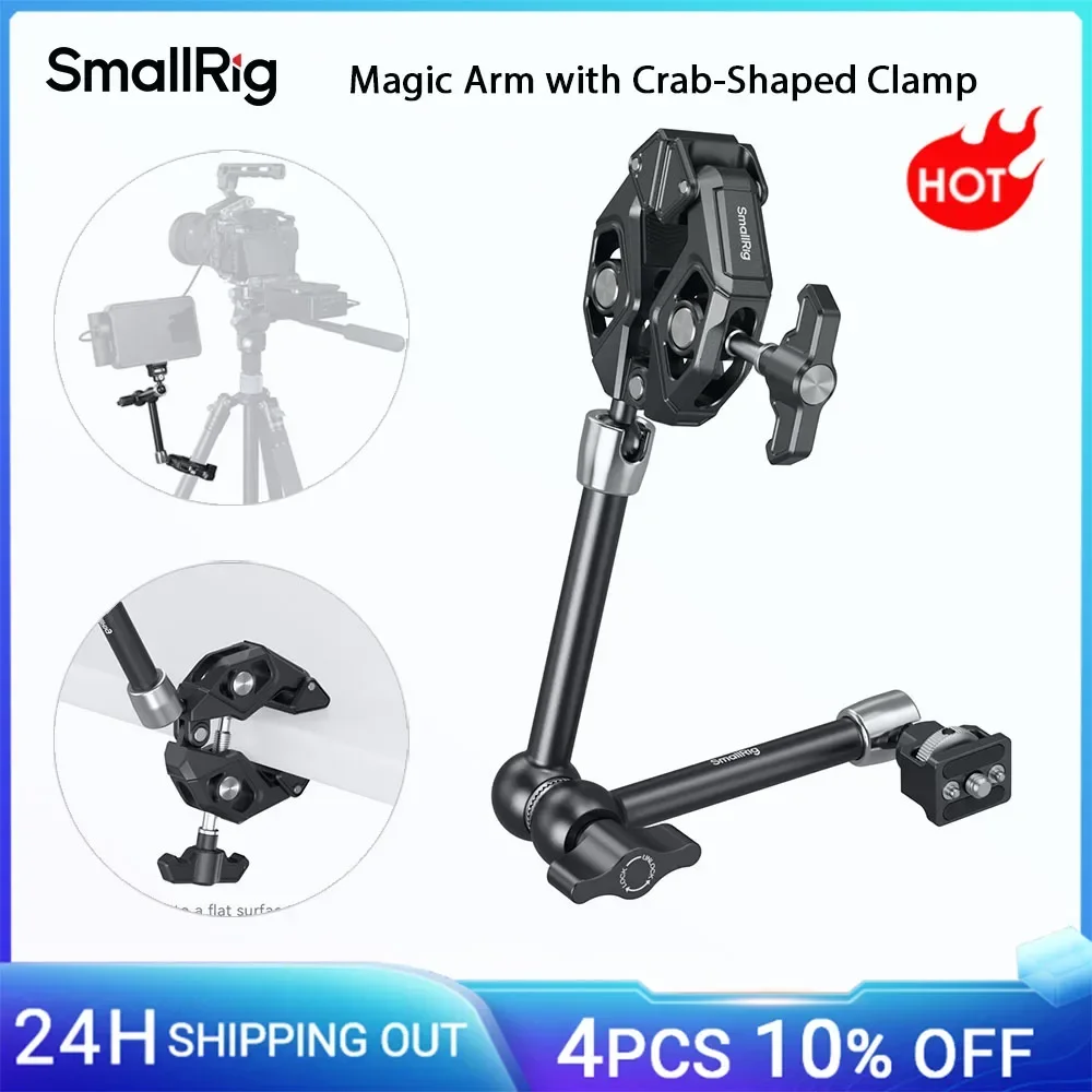 

SmallRig Magic Arm with Crab-Shaped Clamp, w 1/4"-20 Screw, Ball Head for 360° Adjustments, for Action Cameras, Monitors -5312