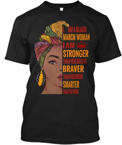 

День рождения, я черная мартовая женская футболка, Сделано в США, размер от S до 5XL