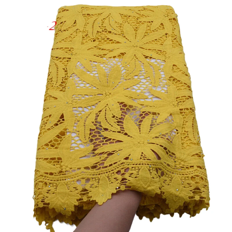 Tela de encaje guipur de cordón africano 2024 5 yardas tela de encaje nigeriano Soluble en agua vestido de punto de alta calidad para mujer cosido A1781