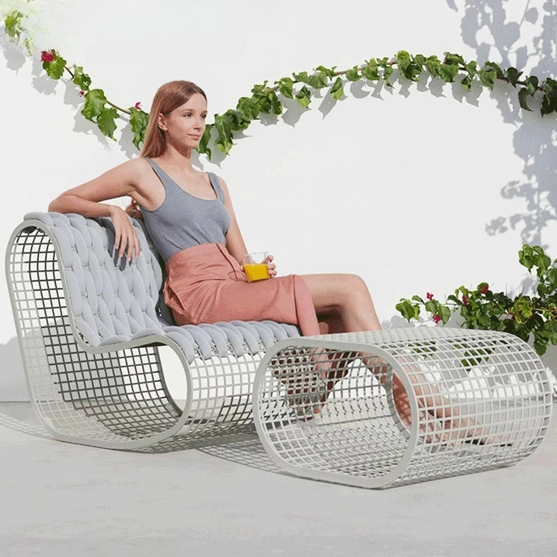 

Outdoor leisure chair sofa courtyard terrace scenic area rain and sun protection metal creative special-shaped balcony single