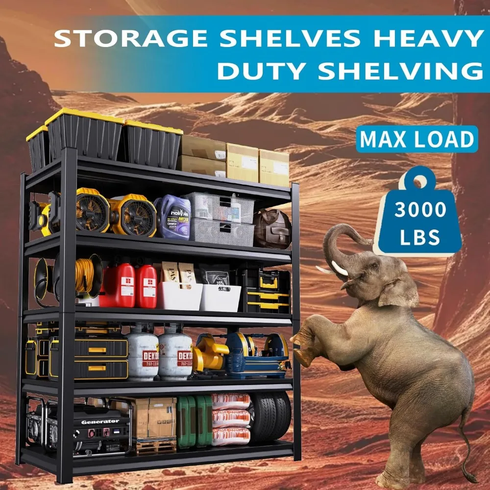 رف تخزين معدني صناعي عالي التحمل مكون من 5 طبقات - وحدة رفوف قابلة للتعديل 72 ساعة × 46 وات للمرافق، تدعم 3000 رطل