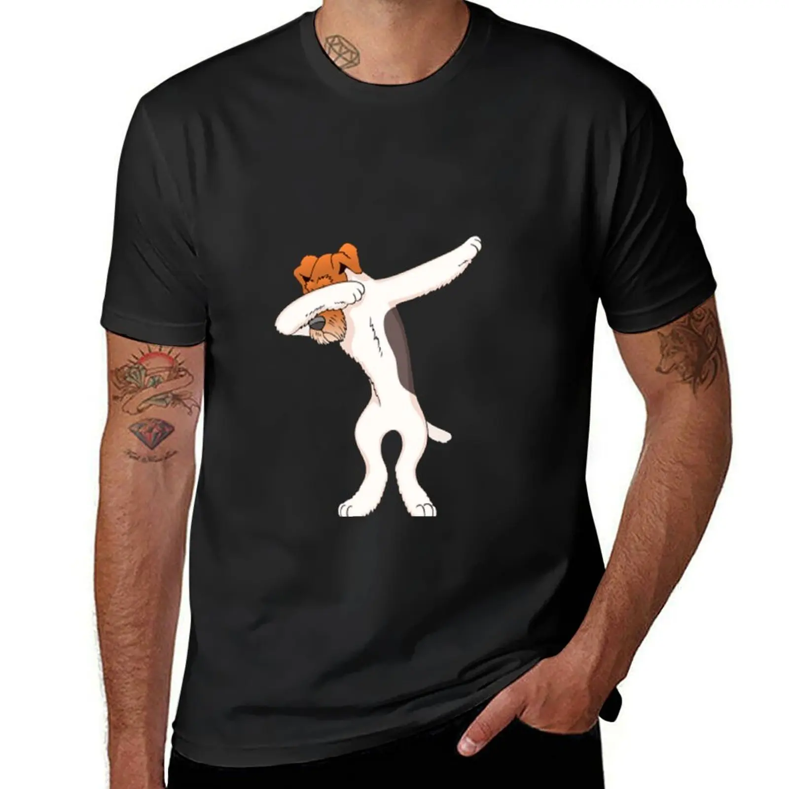 Wire Fox Terrier Dabbing Dog Dab Dance T-Shirt sublime kawaii clothes heavy weight t shirts for men