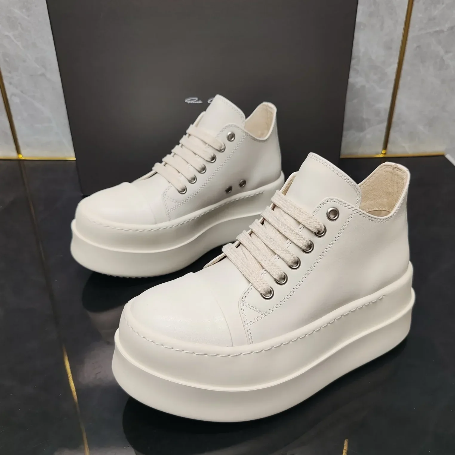 

Ro 2025 NEW New Increase Thick-soled Beige Low-top Shoes Men's Fashion and Leisure Joker Women's Autumn and Winter Tide Me Shoes