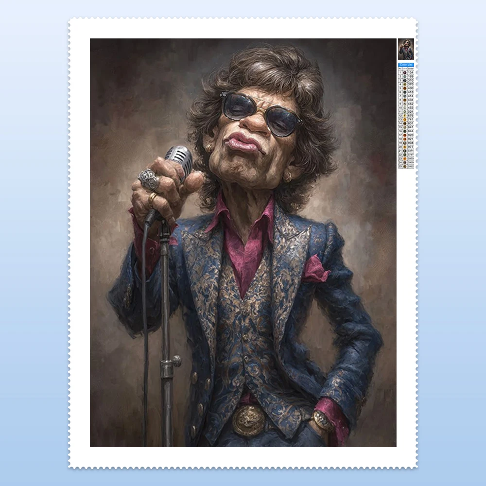 For Abstract M-Mick J-Jagger 5D Diamond Painting Rock band Rock singer DIY Diamond Embroidery Home Decor Room Decor Fan Gift