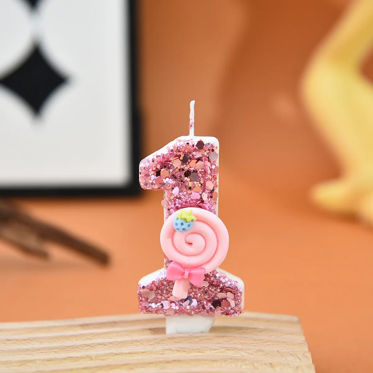 Pink Lollipop Digital Candle Birthday Cake Decoration Ornament Party Dress Up Supplies Creative Romance