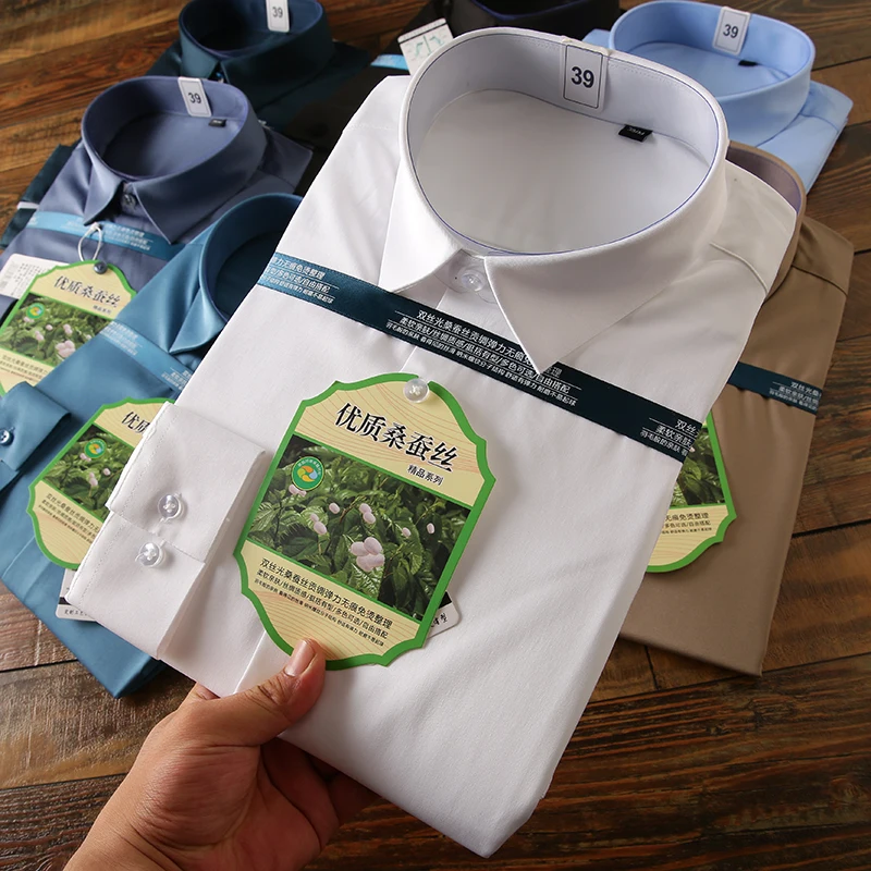 

Мужские ультратонкие волокна Long Sve irt, устойчивые к морщинам, однотонные, модные, Urban Sle, Slim Fit Busin Casual irt