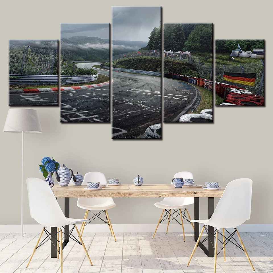 Artwork 5 Pieces Canvas Art Poster Nurburgring Rally Road Painting Living Room Wallpaper Picture Print Bedroom Home Decoration